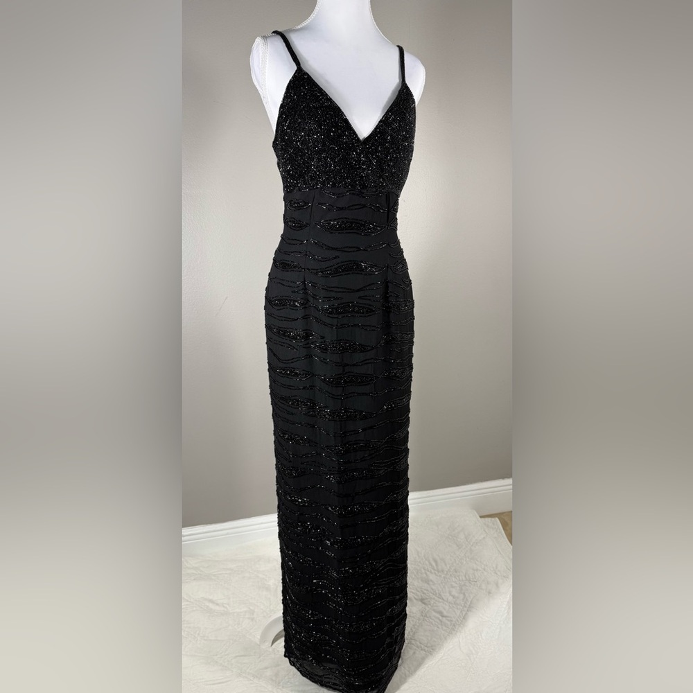 Lillie Rubin Formal Black Beaded Gown-Size Small